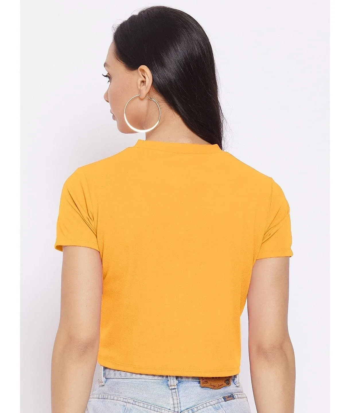 Solid Cotton Stretchable Crop Top