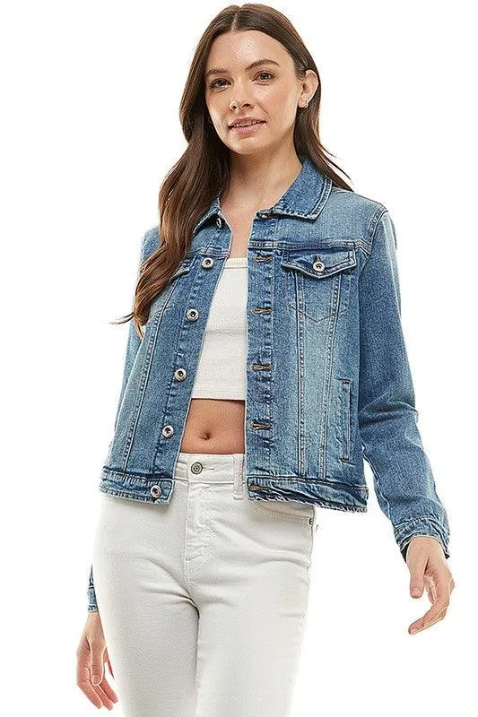 Spandex Ladies Casual Denim Jacket