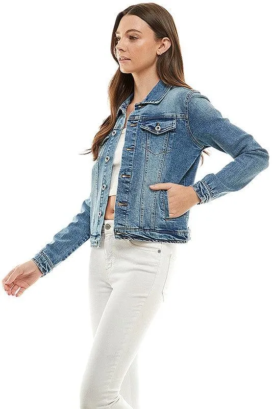 Spandex Ladies Casual Denim Jacket