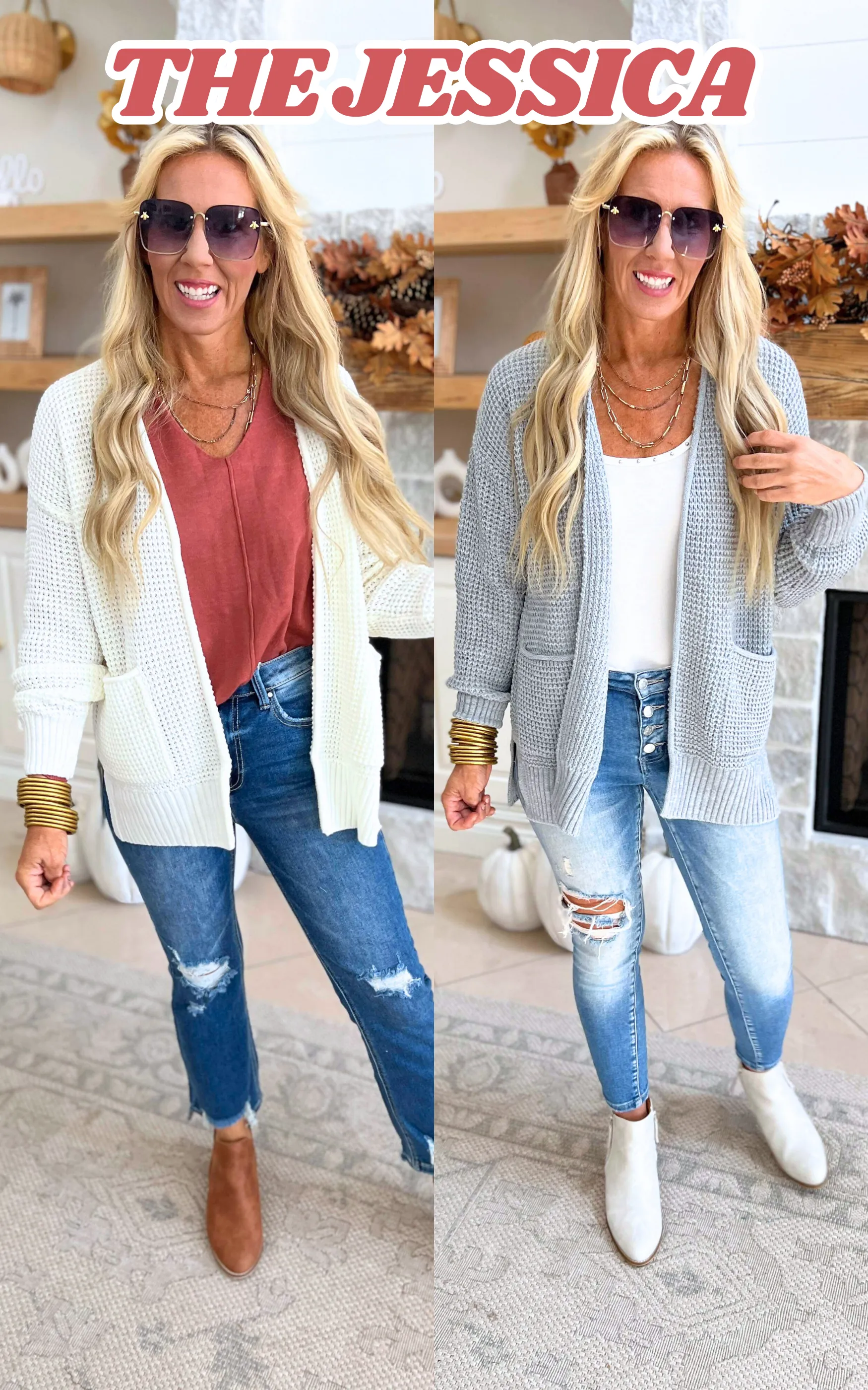 The Jessica Waffle Knit Cardigan - Final Sale