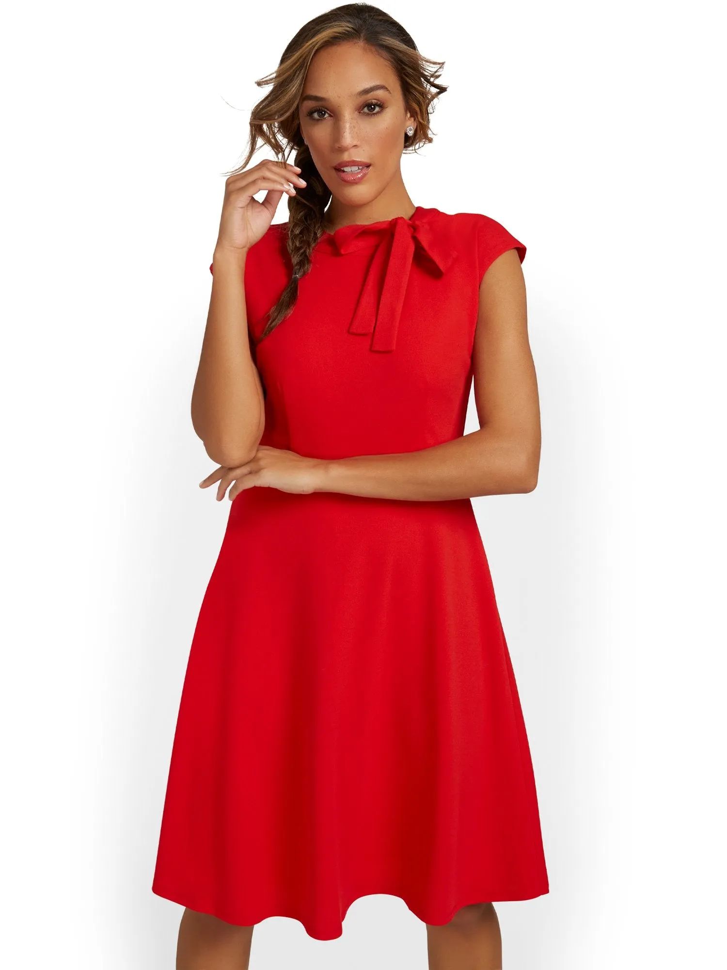 Tie-Neck Flare Dress - Magic Crepe®