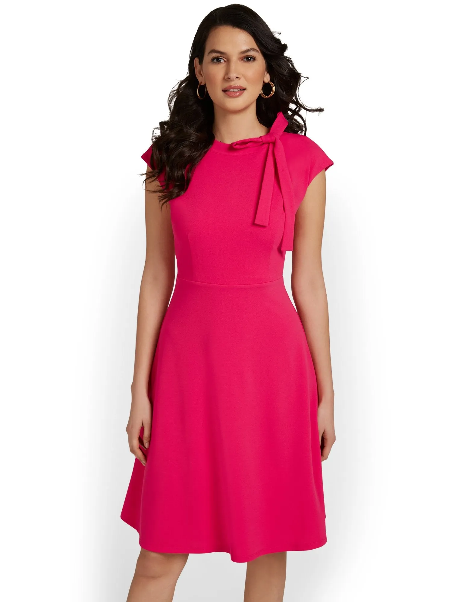 Tie-Neck Flare Dress - Magic Crepe®