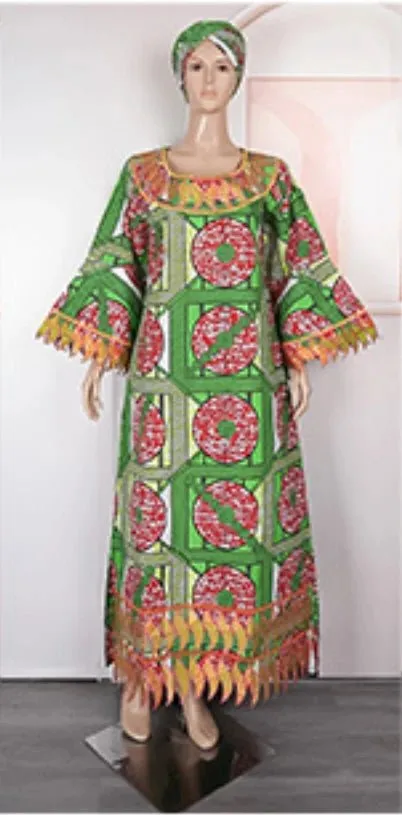 Traditional Bazin Embroidered Dresses: African Women's Attire for Parties and Weddings