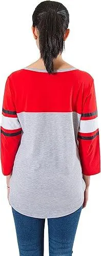 Ultra Game NBA Official Women's Raglan Baseball 3/4 Long Sleeve Shirt, Portland Trail Blazers, Team Color|Portland Trail Blazers