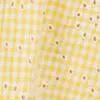 Yellow Embroidered Puff-Sleeve Gingham Dress